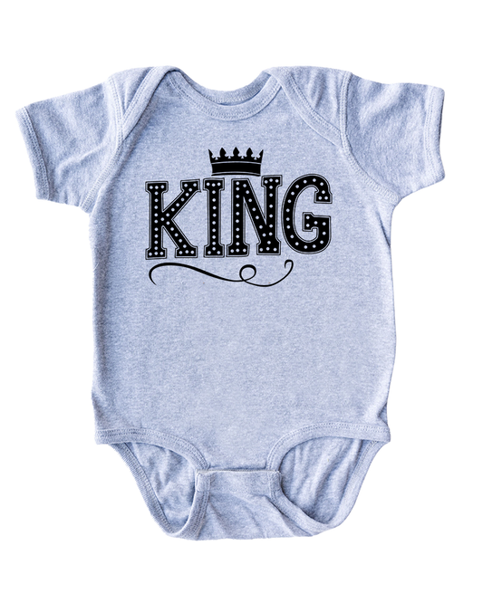 Cute King Baby Boy Bodysuit With Crown On Super Soft Cotton