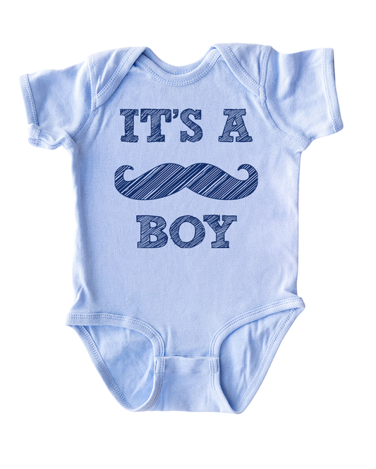 It’s A Boy Mustache Gender Reveal Short Sleeve Boys Infant Bodysuit