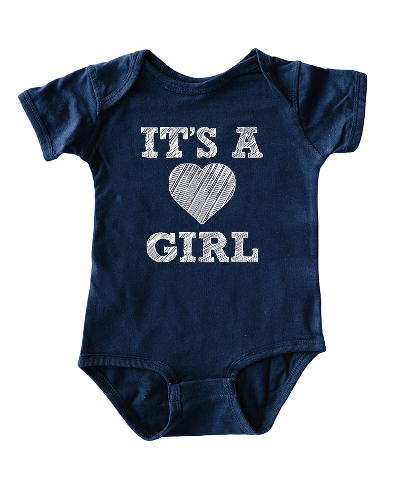 It’s A Girl Heart Gender Reveal Short Sleeve Girls Baby Bodysuit