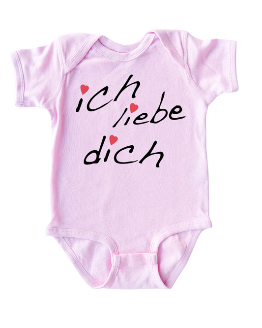 Ich Liebe Dich (German for I Love You) Infant Valentine's Day Bodysuit