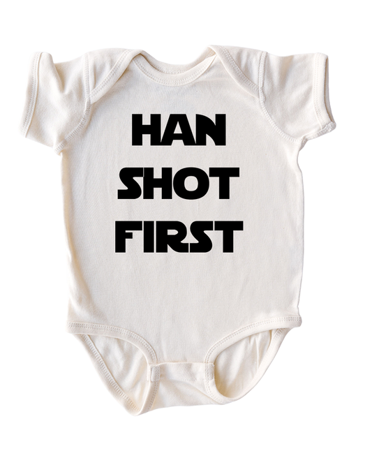 Han Shot First Cute Soft Cotton Short Sleeve Infant Bodysuit