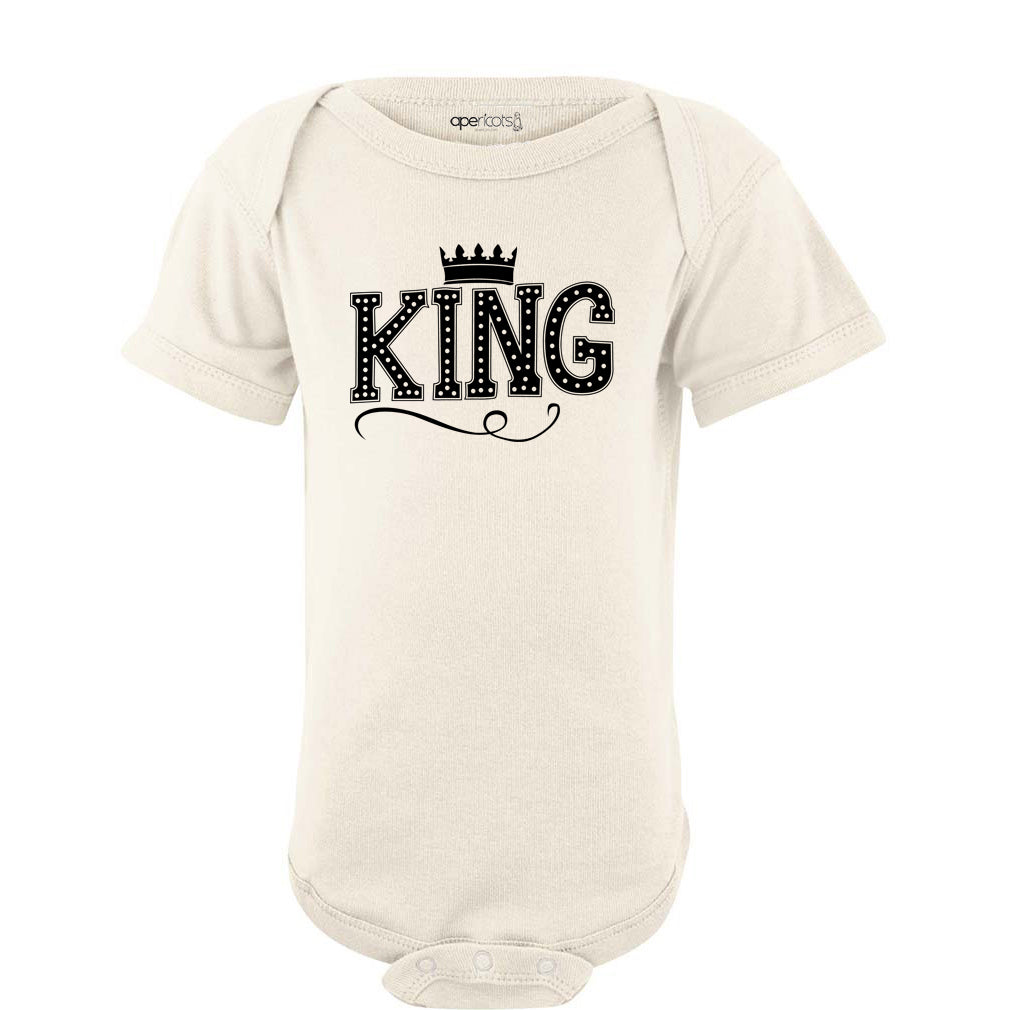Cute King Baby Boy Bodysuit With Crown On Super Soft Cotton