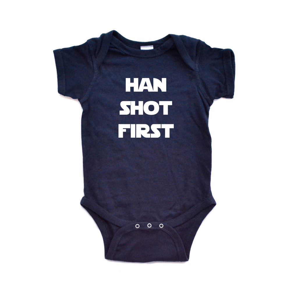 Han Shot First Cute Soft Cotton Short Sleeve Infant Bodysuit