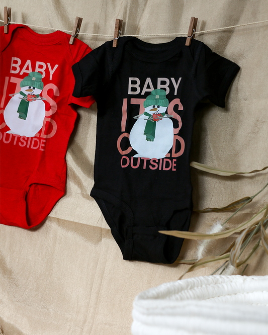 Red Snowman Christmas Baby Bodysuit