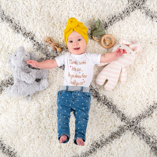 Twinkle Little Star Do You Know How Loved You Are Nursery Rhyme Short Sleeve Baby Bodysuit