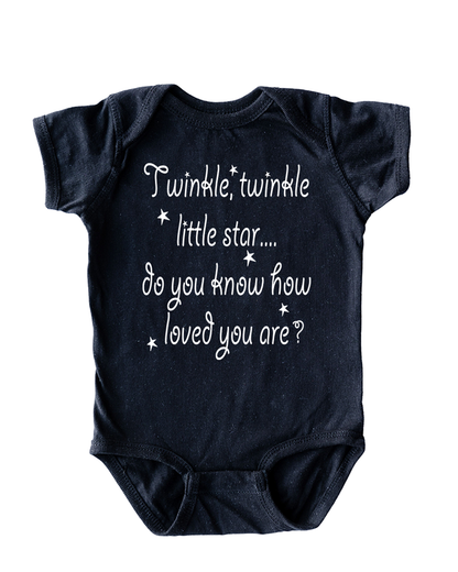 Twinkle Little Star Do You Know How Loved You Are Nursery Rhyme Short Sleeve Baby Bodysuit