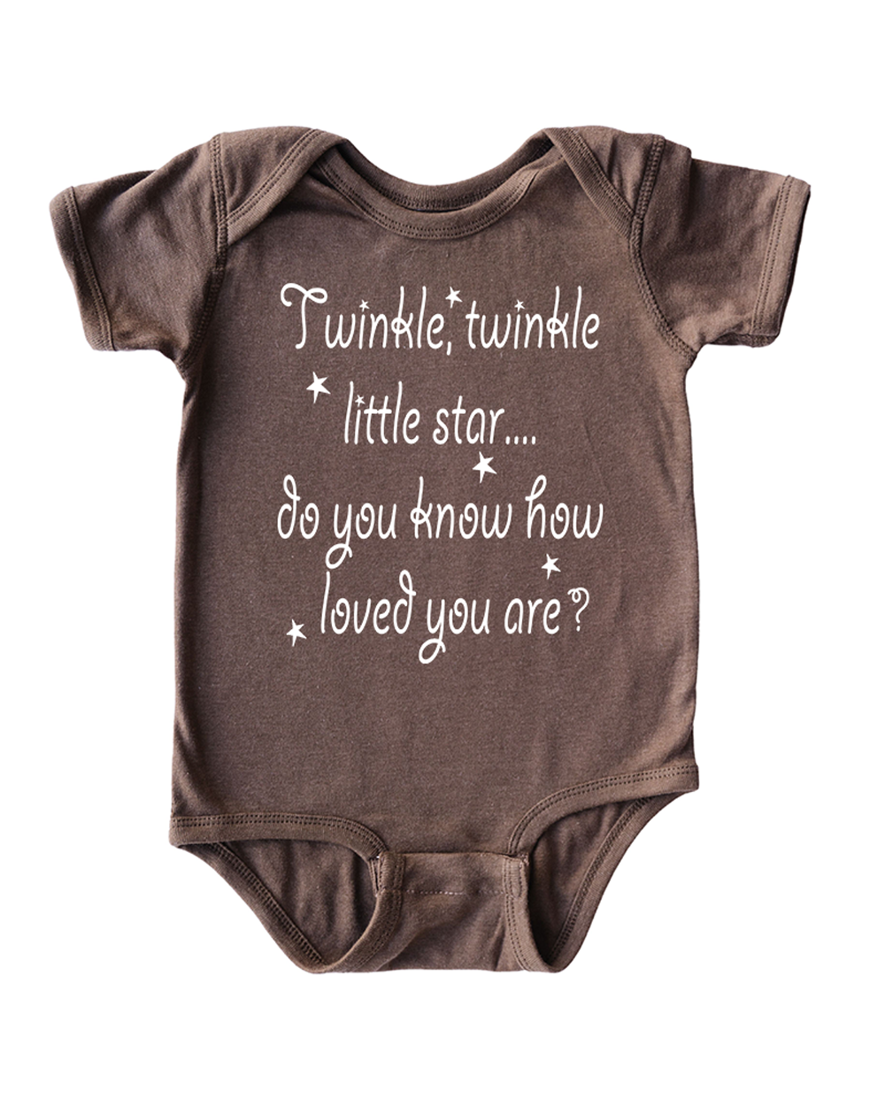 Twinkle Little Star Do You Know How Loved You Are Nursery Rhyme Short Sleeve Baby Bodysuit