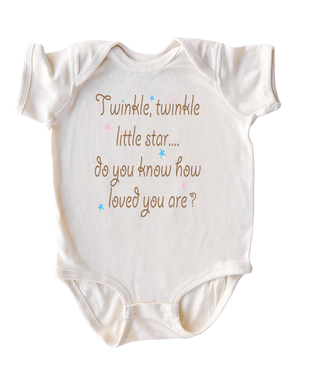 Twinkle Little Star Do You Know How Loved You Are Nursery Rhyme Short Sleeve Baby Bodysuit