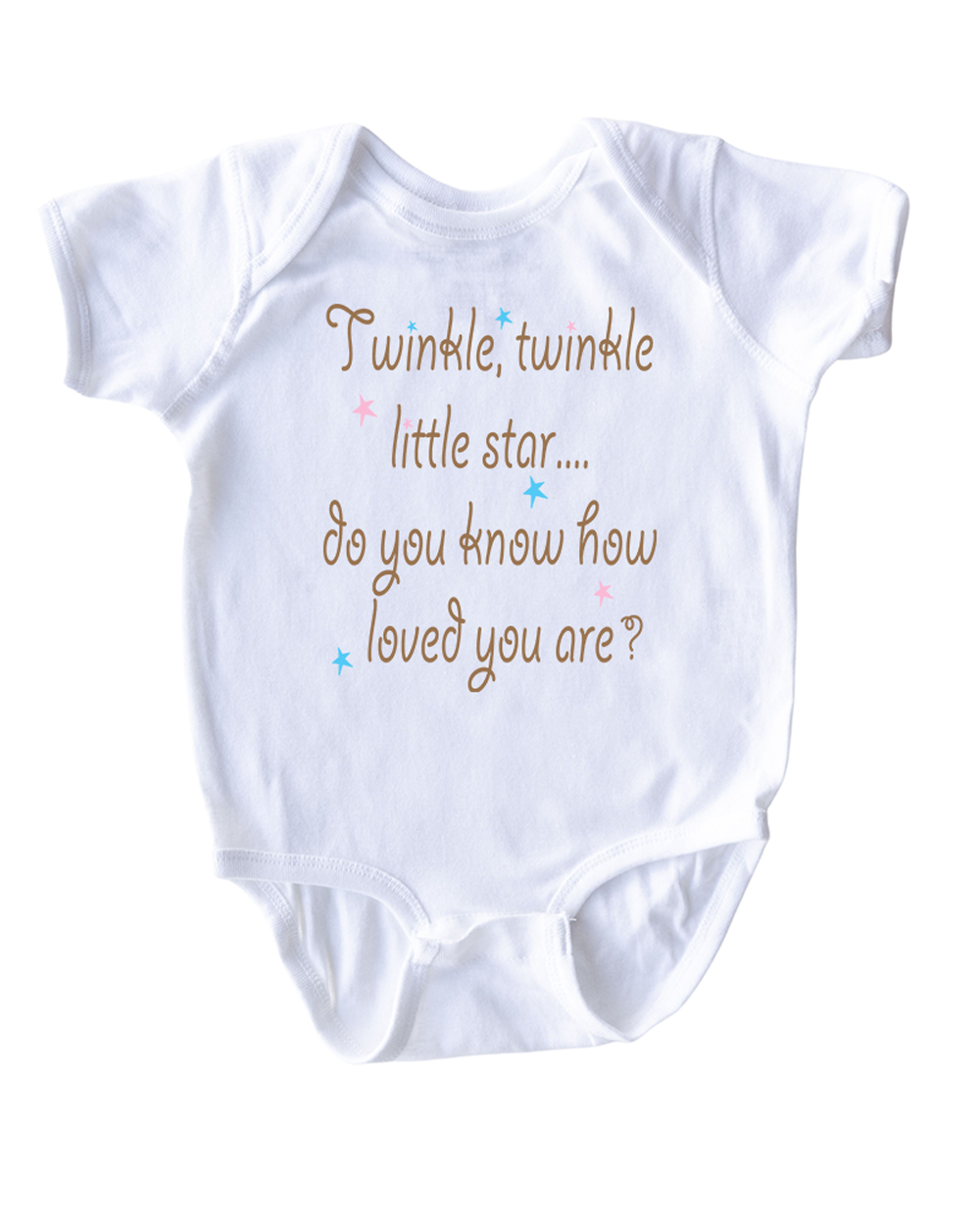 Twinkle Little Star Do You Know How Loved You Are Nursery Rhyme Short Sleeve Baby Bodysuit