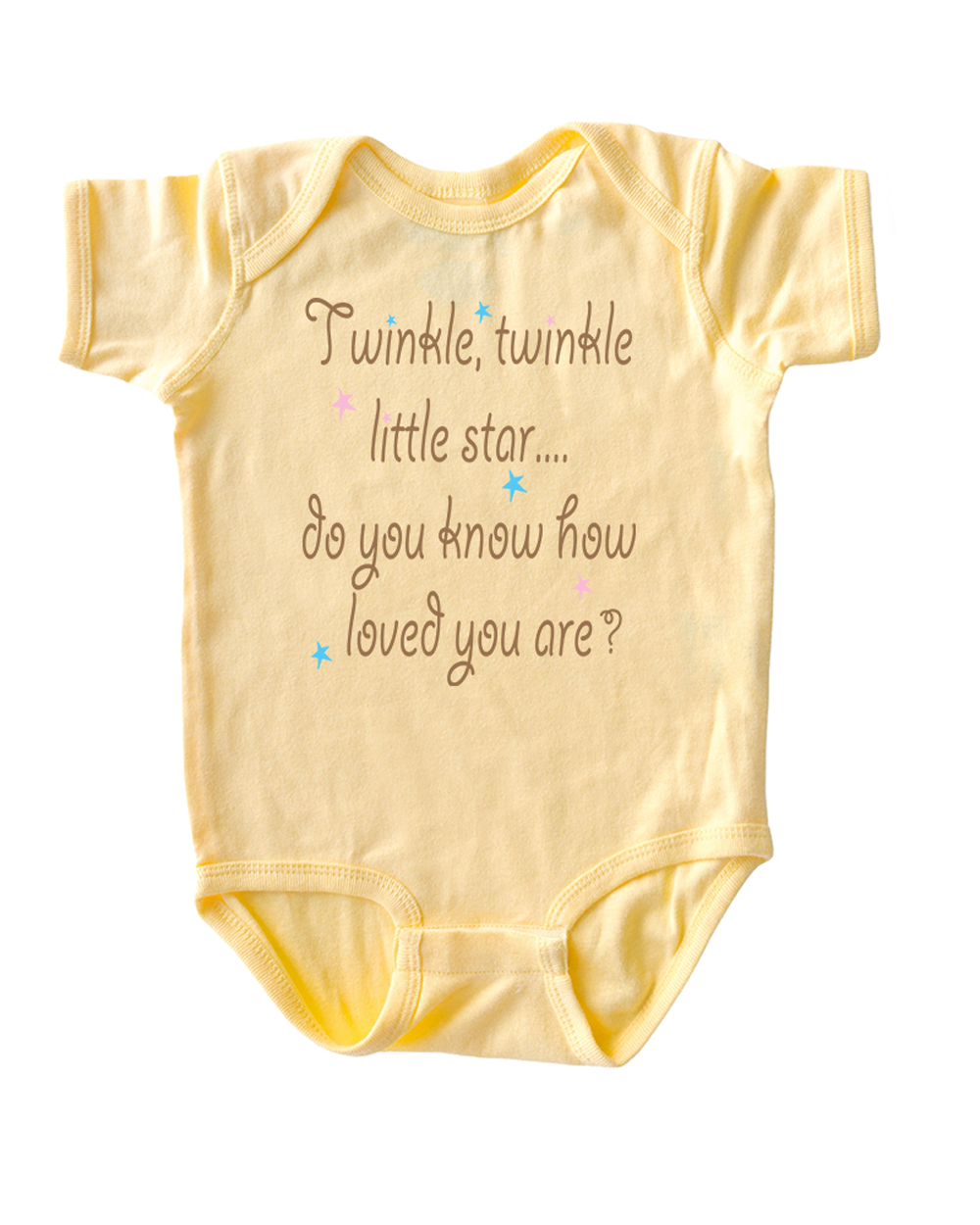 Twinkle Little Star Do You Know How Loved You Are Nursery Rhyme Short Sleeve Baby Bodysuit