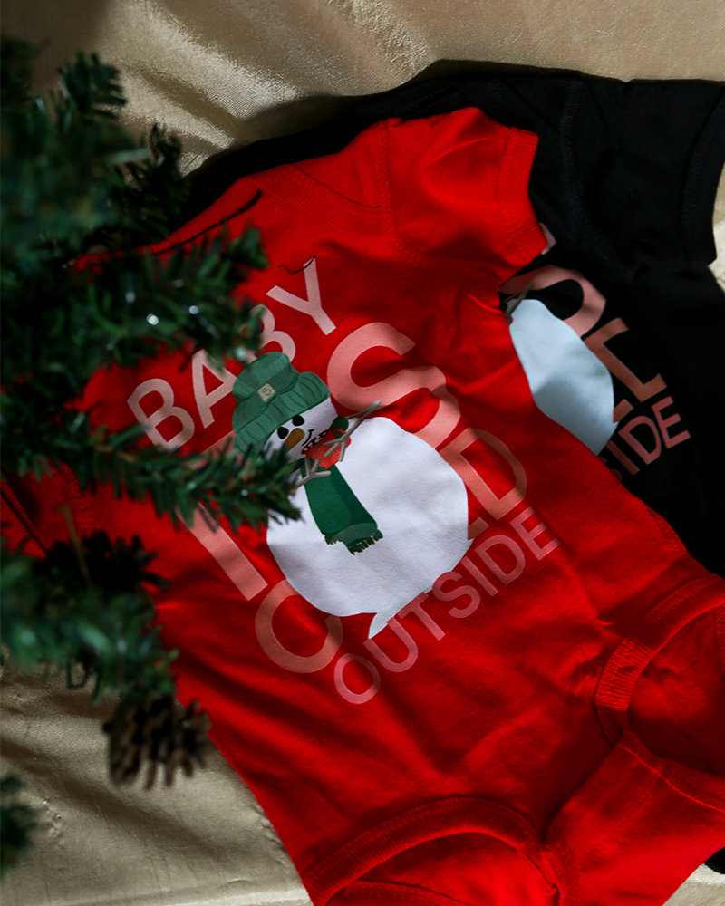 Red Snowman Christmas Baby Bodysuit