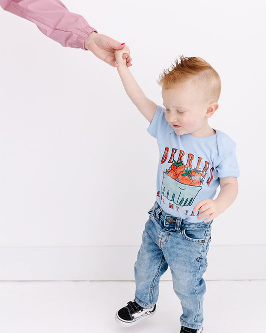 Apericots X Prints By Kenna Berreis are my Jam (Red) Baby BodySuit