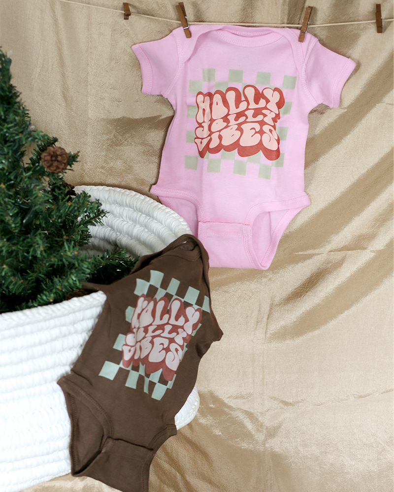 Holly Jolly Vibes Christmas Baby Bodysuit