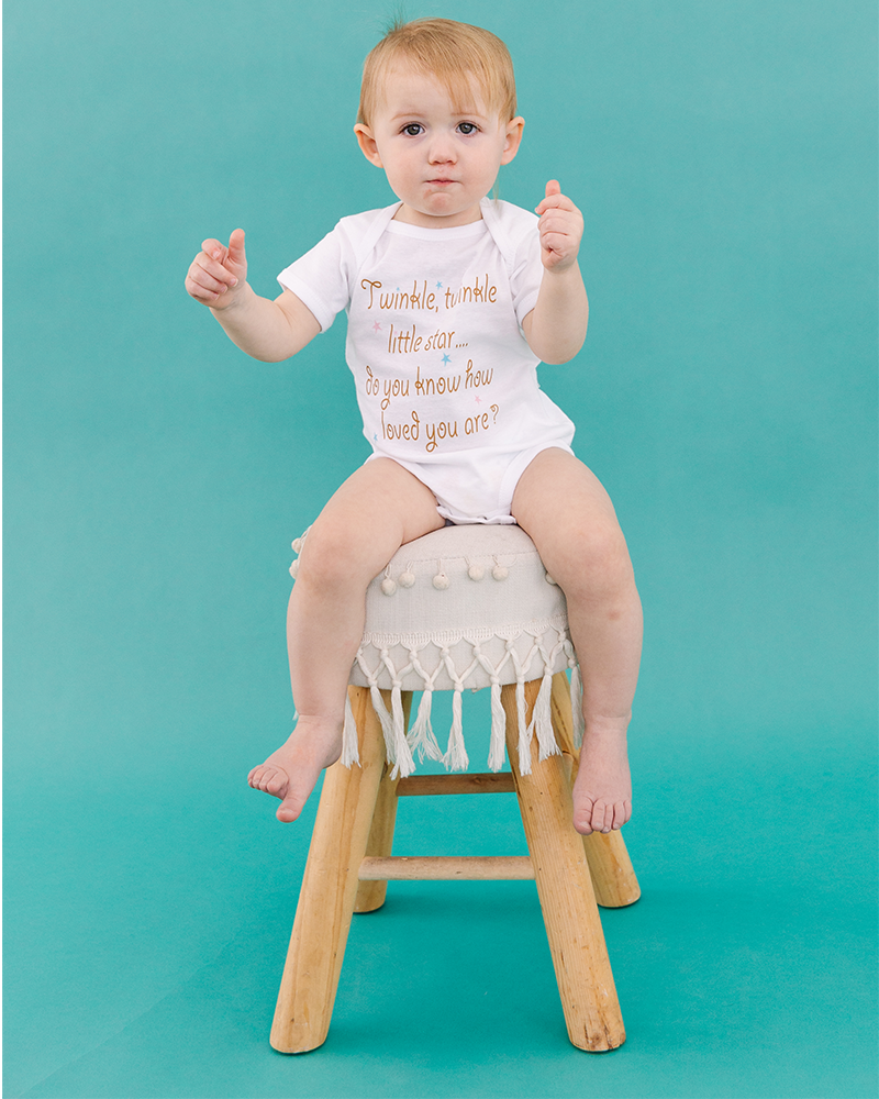 Twinkle Little Star Do You Know How Loved You Are Nursery Rhyme Short Sleeve Baby Bodysuit