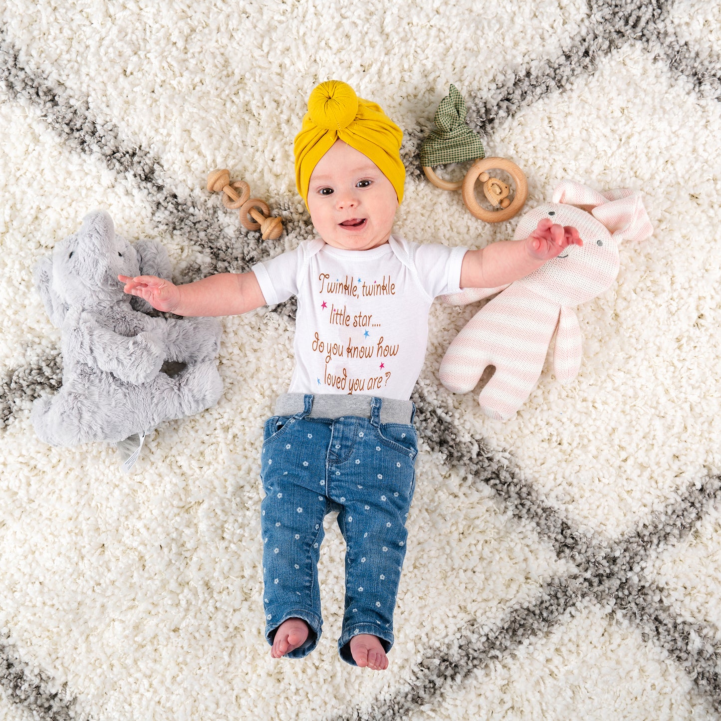 Twinkle Little Star Do You Know How Loved You Are Nursery Rhyme Short Sleeve Baby Bodysuit